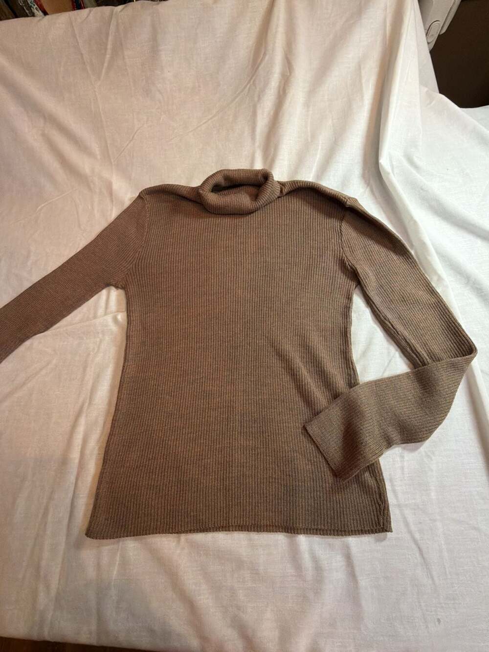 Vintage Damon Turtle Ribbed Turtleneck Sweater Brown Size L